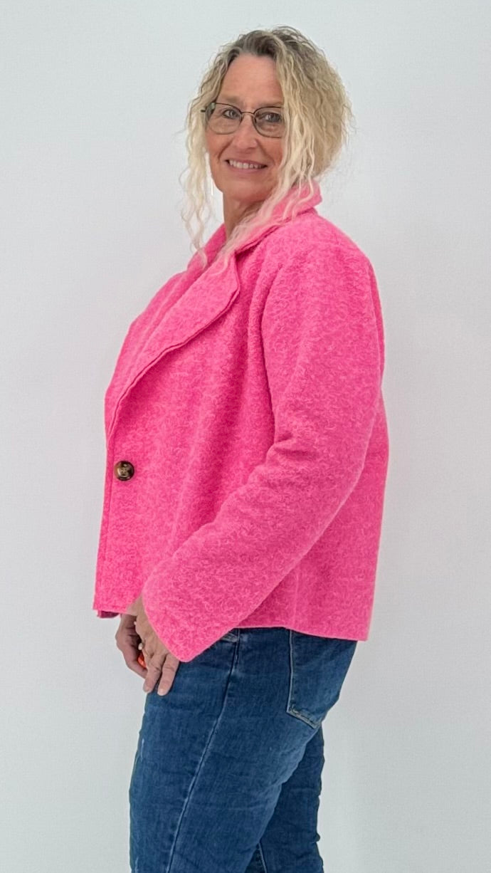 Kurze Jacke in Woll-Optik, rosa/pink