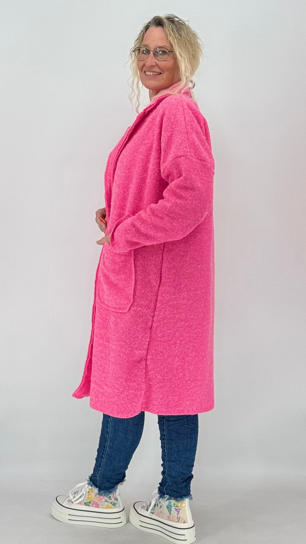 Mantel in Woll-Optik, rosa/pink