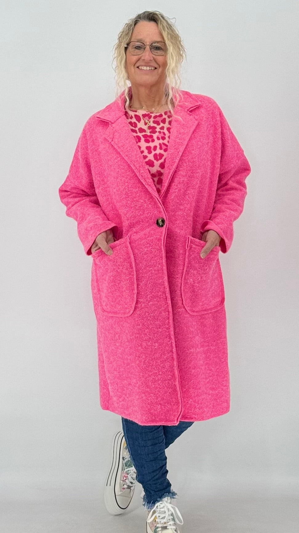 Mantel in Woll-Optik, rosa/pink