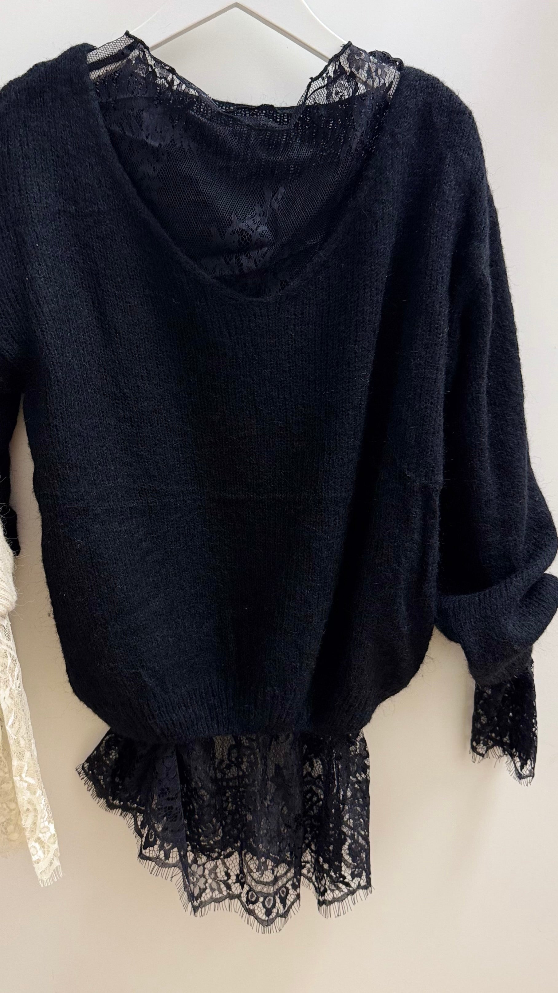 Pullover mit Mesh-Shirt, schwarz, braun, beige