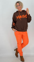Hoodie braun "HELLO!"