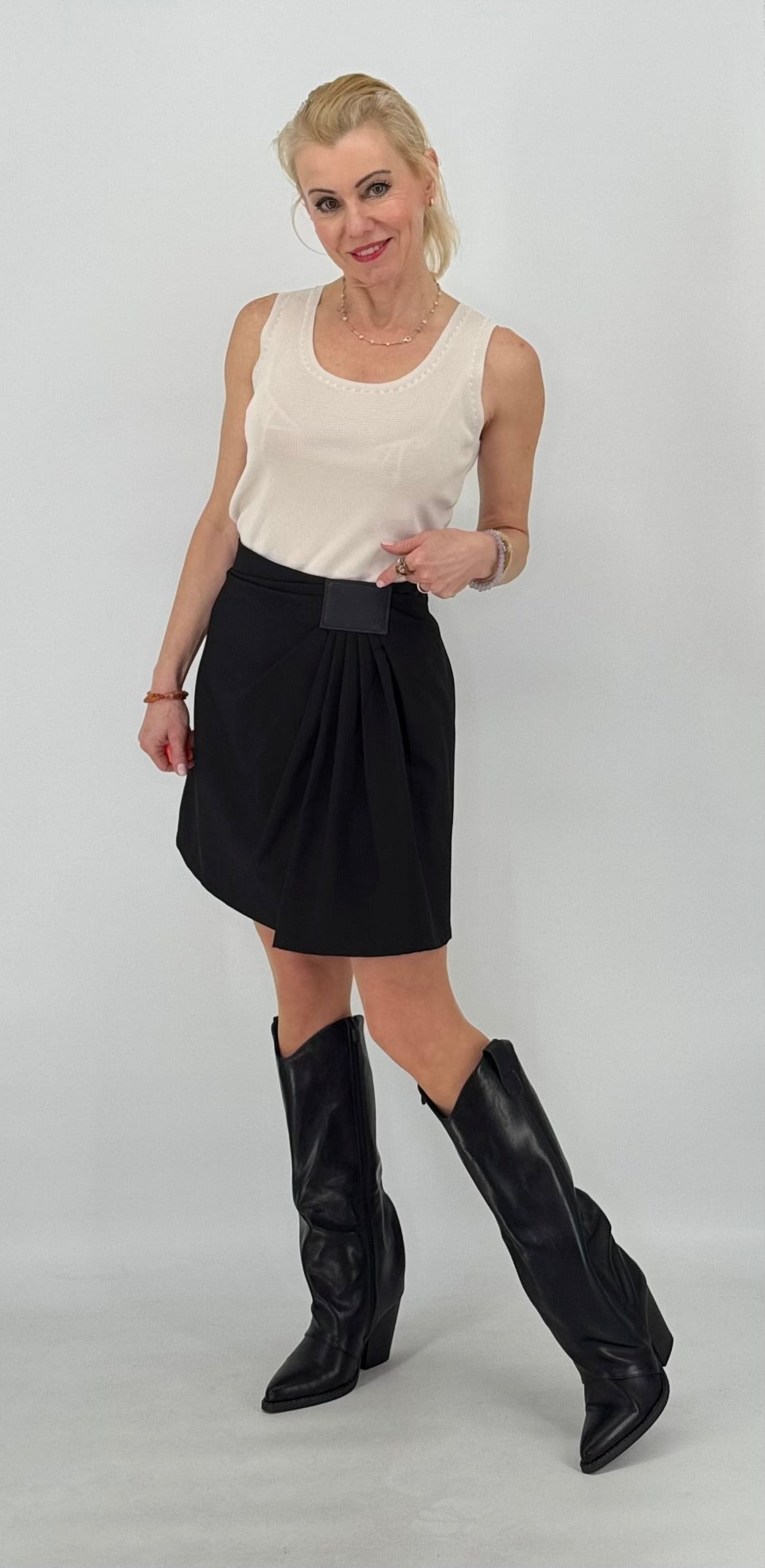 Rock-Shorts, beige, schwarz