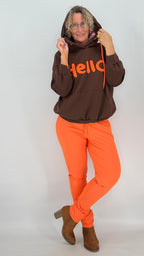 Hoodie braun "HELLO!"