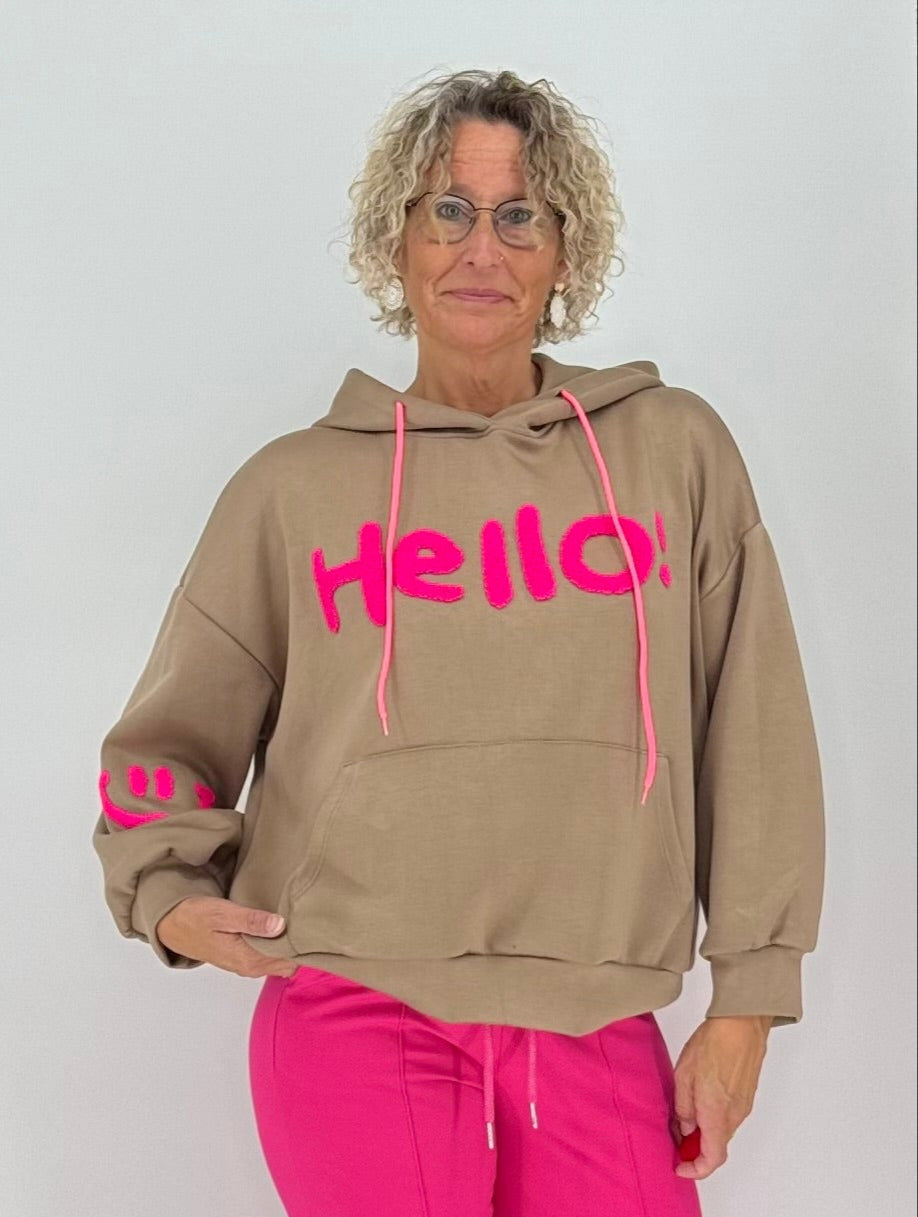 Hoodie beige "HELLO!"