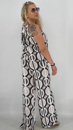 Damen Set, Hose und Neckholder-Top, in Beige/Schwarz