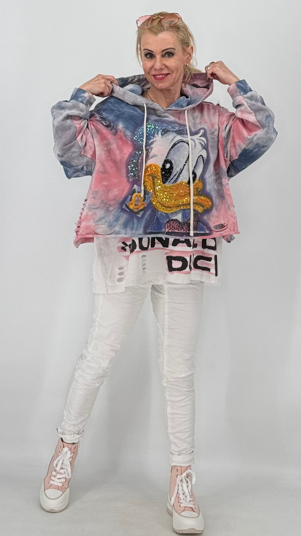 Hoodie "Donald",  rosa/blau