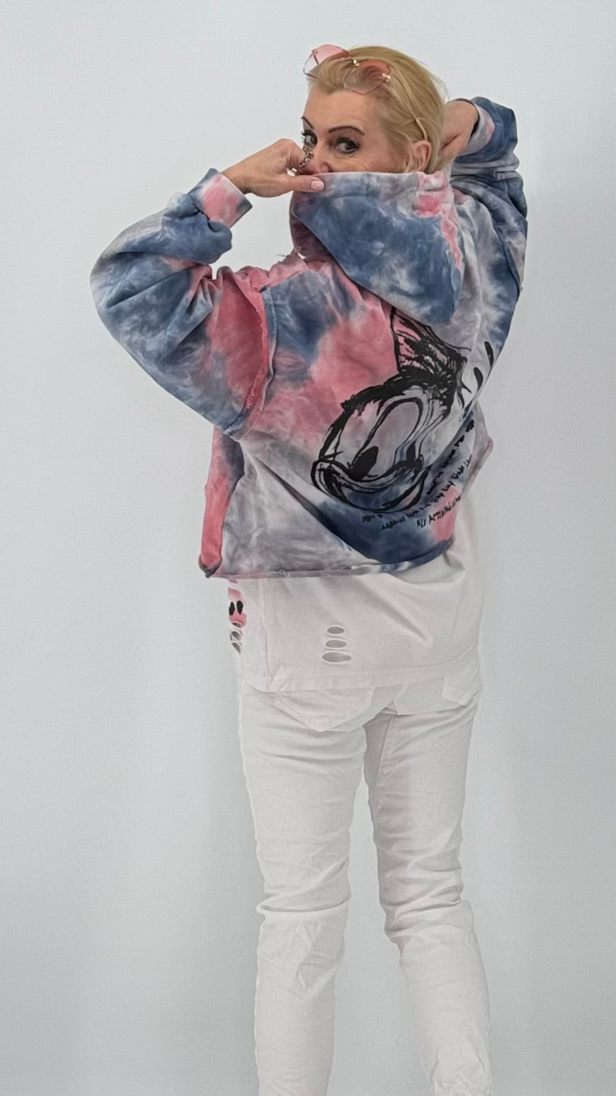 Hoodie "Donald",  rosa/blau