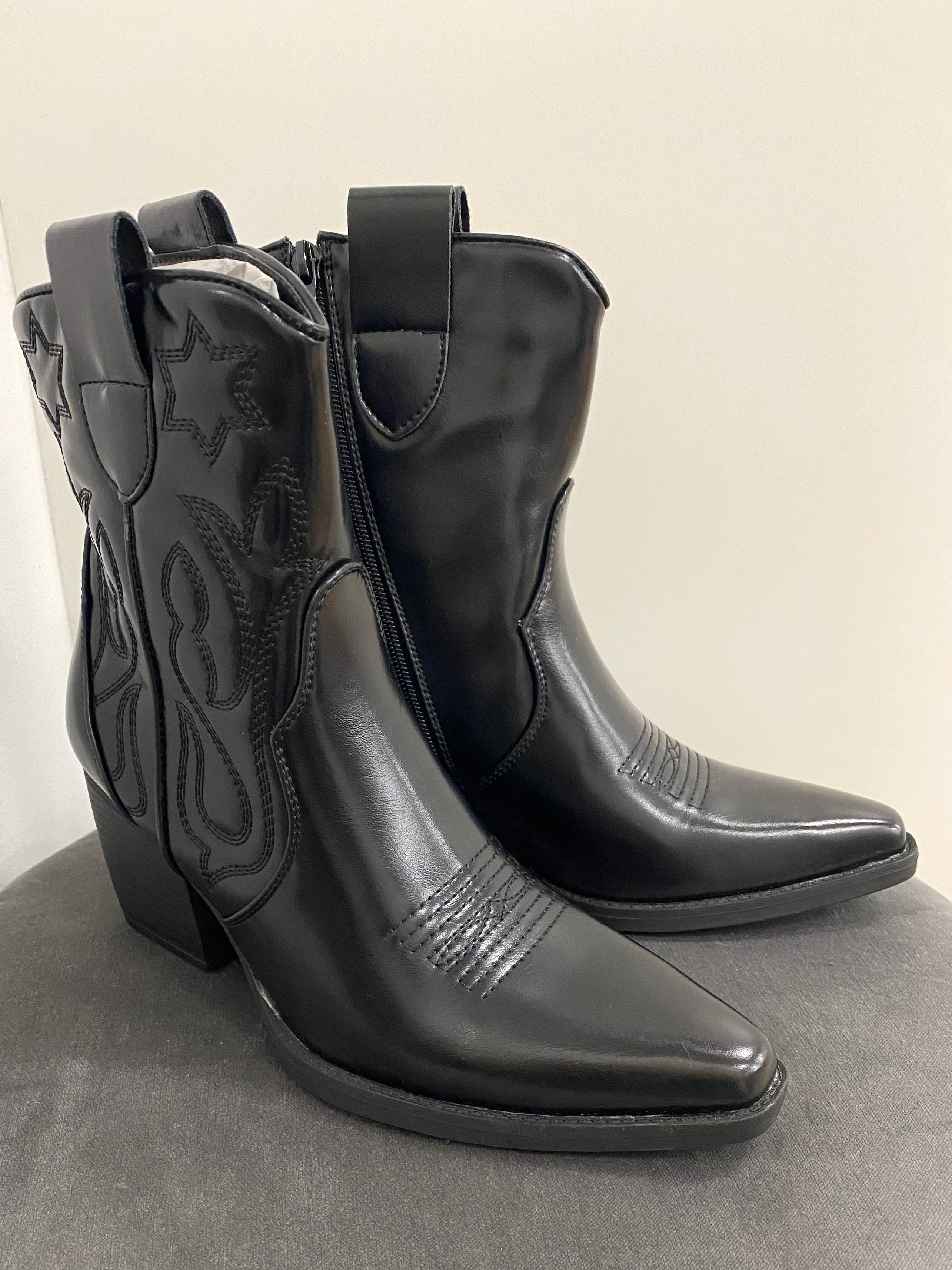 Stiefel, Cowboy-/Bikerboot schwarz DE326P