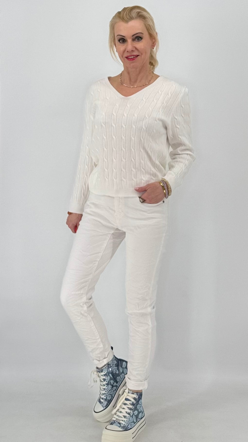 Hose MC, beige, weiß