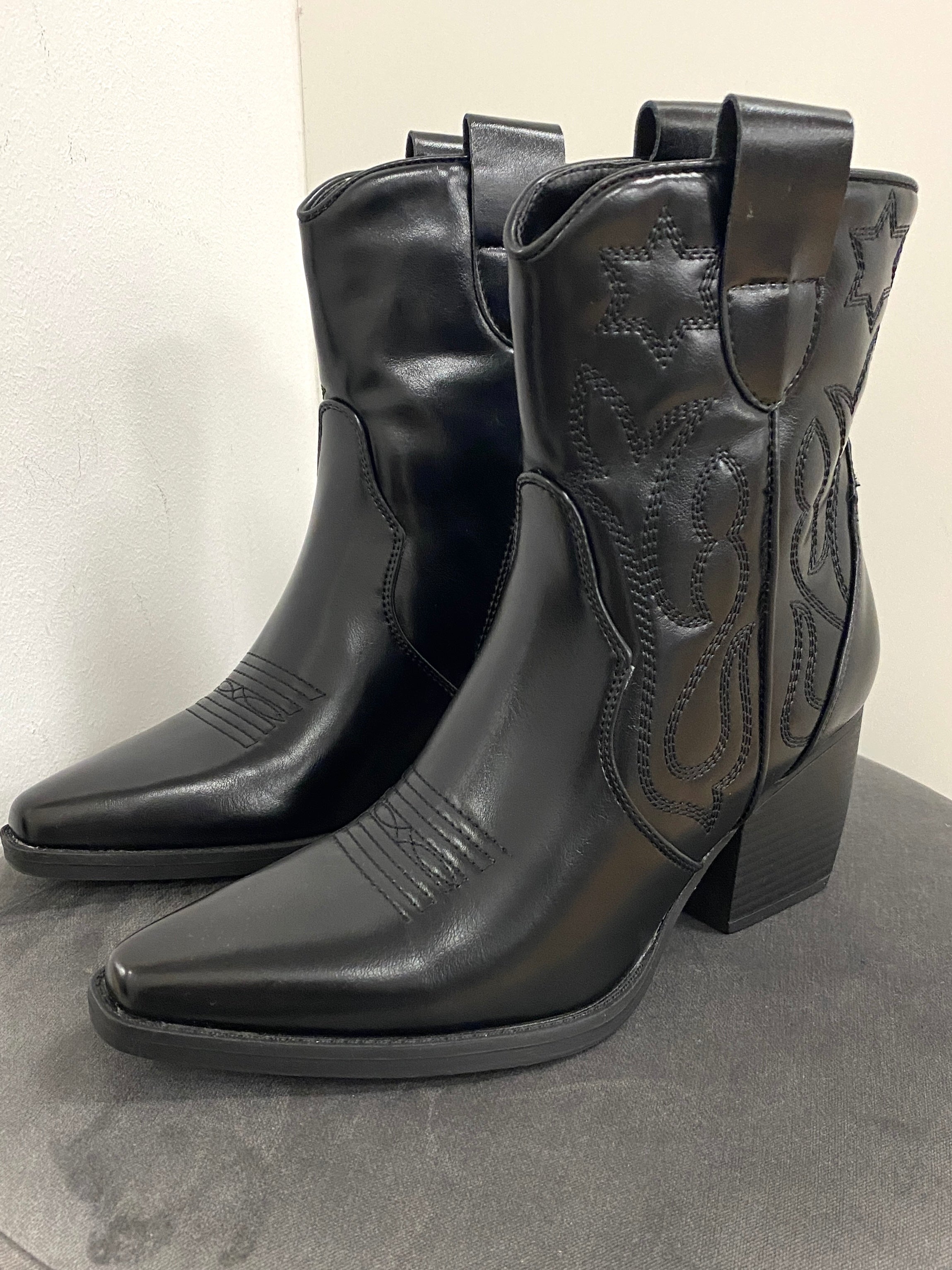 Stiefel, Cowboy-/Bikerboot schwarz DE326P