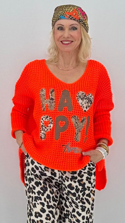Pullover "Happy" orange