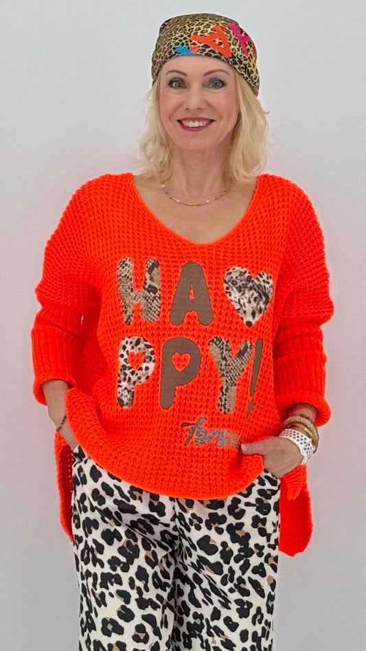 Pullover "Happy" orange