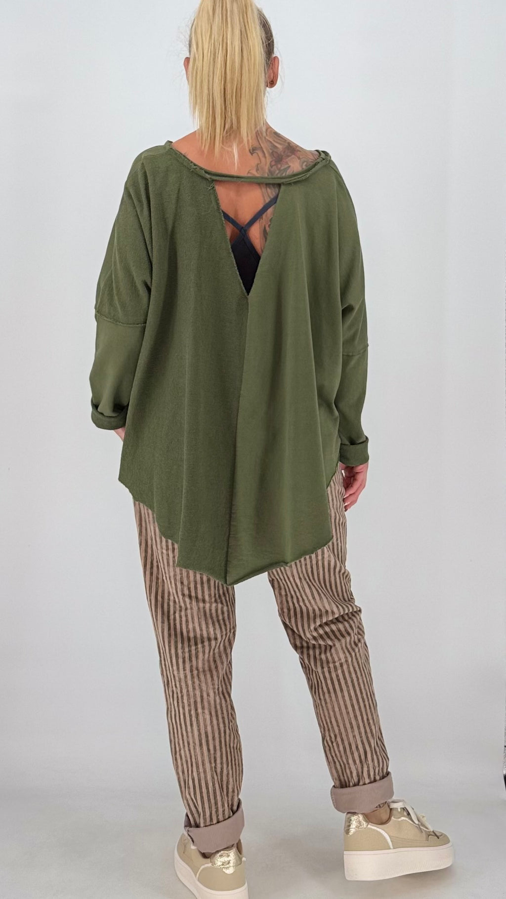 Gestreifte Hosen im Cord-Look
