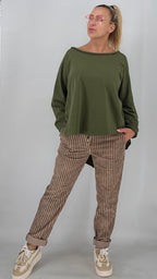 Gestreifte Hosen im Cord-Look