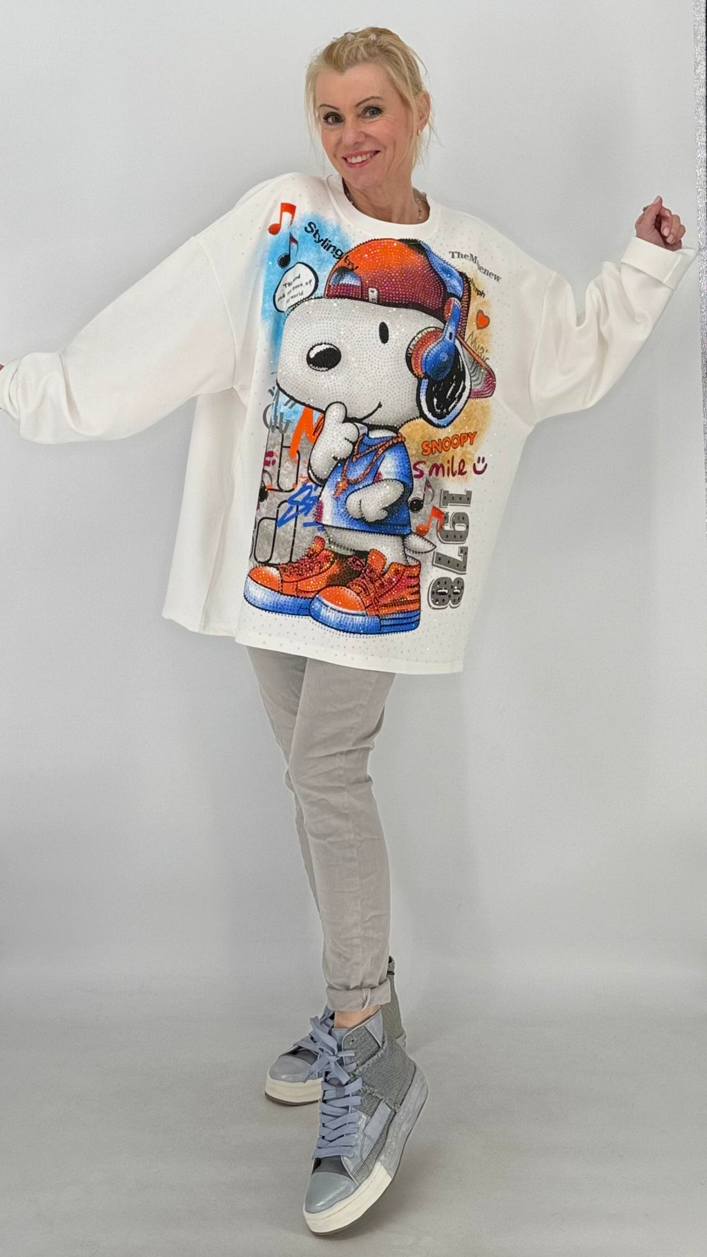 Shirt "Snoopy", weiß, pink