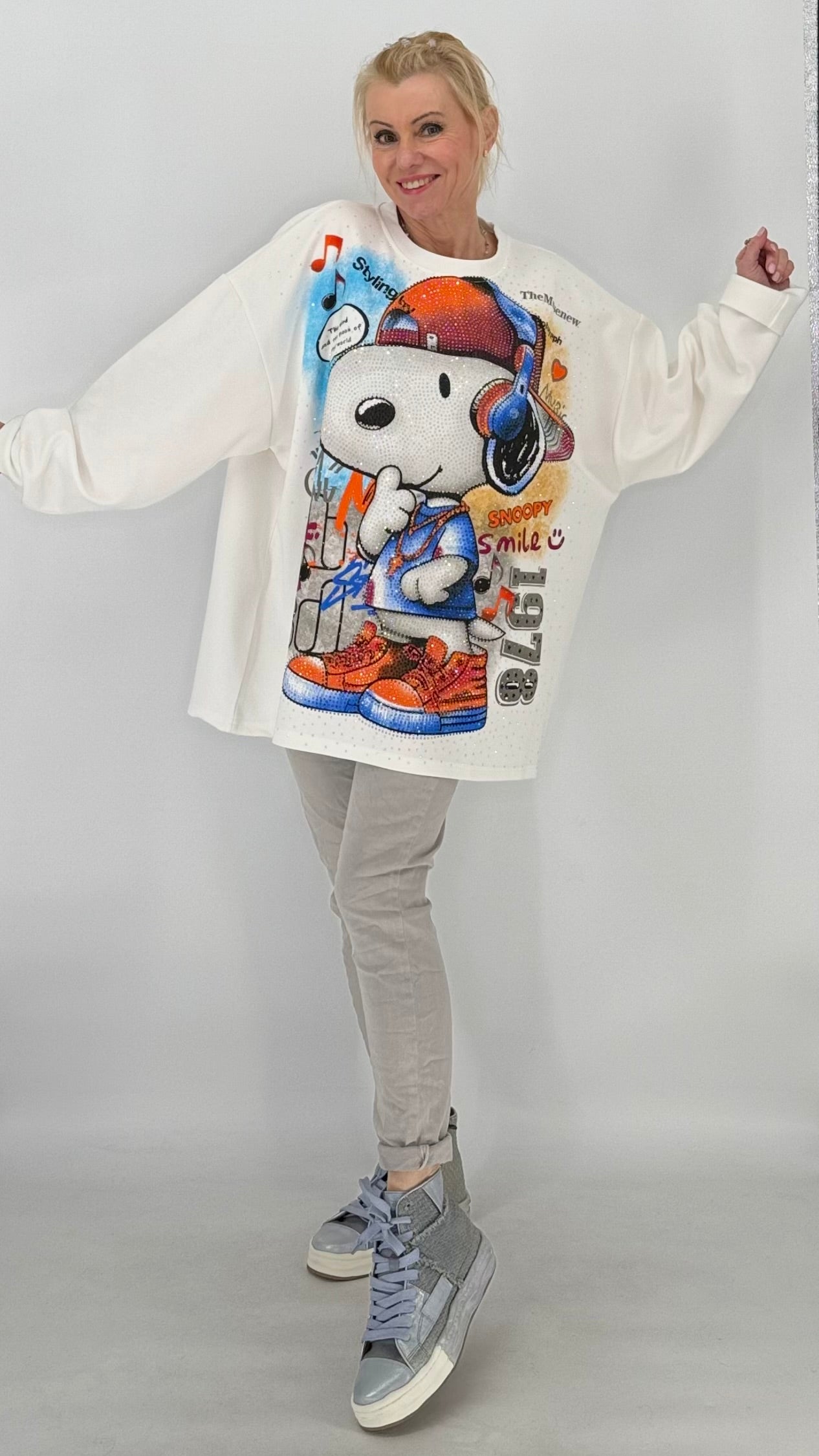 Shirt "Snoopy", weiß, pink