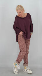 Sweatshirt in Khaki, Hellbraun, Bordeaux