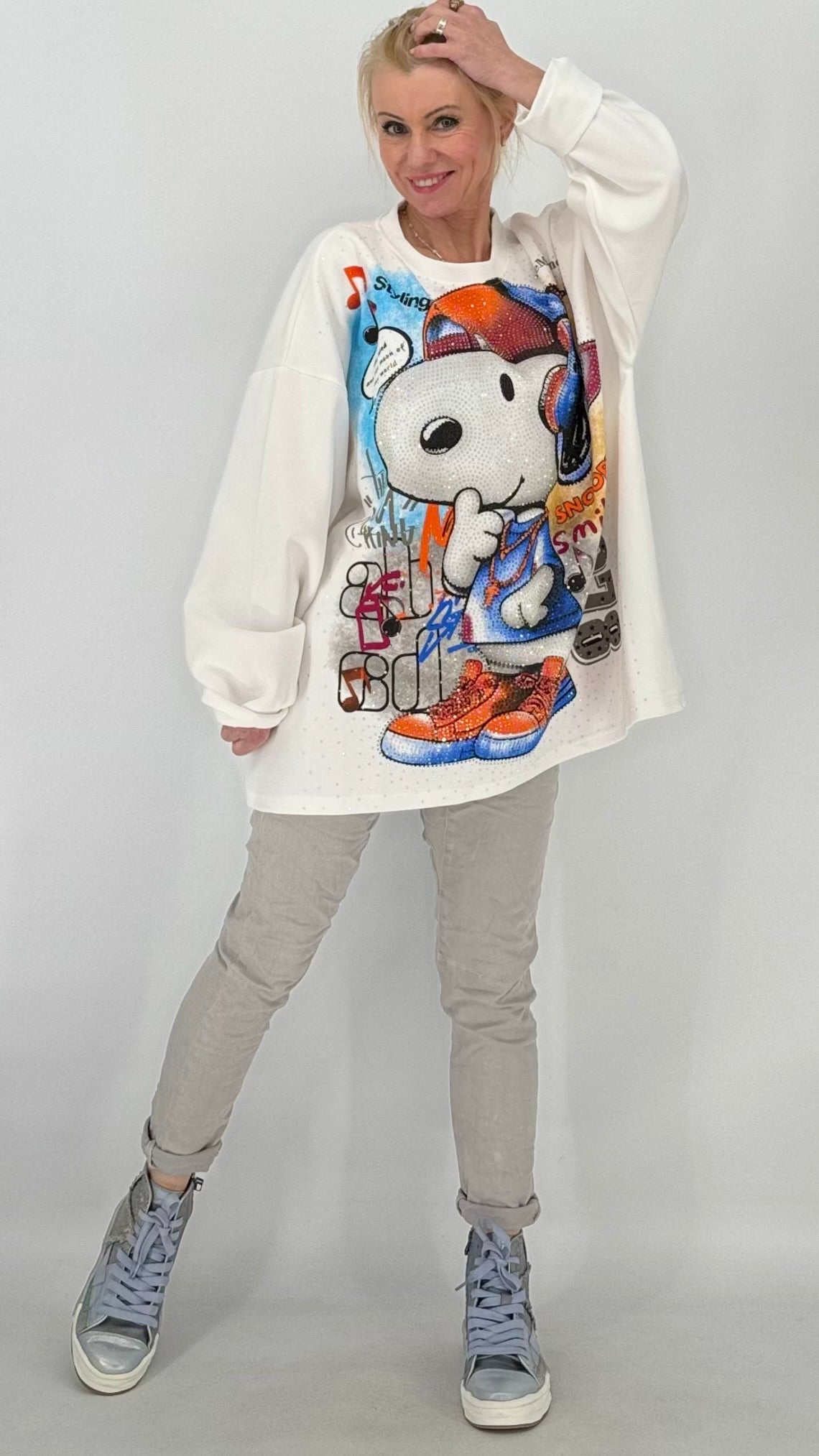 Shirt "Snoopy", weiß, pink