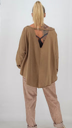 Sweatshirt in Khaki, Hellbraun, Bordeaux