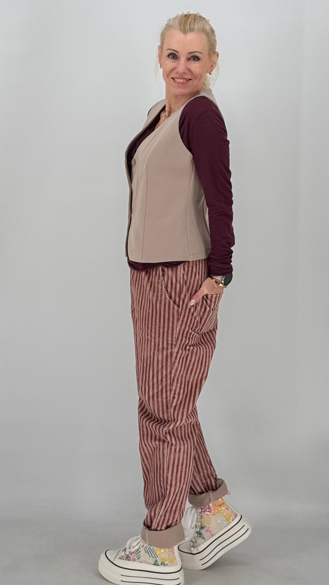 Weste in taupe, khaki