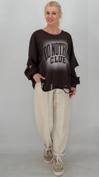 Sweatshirt "Do nothing club", taupe, braun