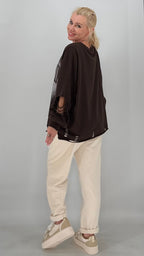 Sweatshirt "Do nothing club", taupe, braun