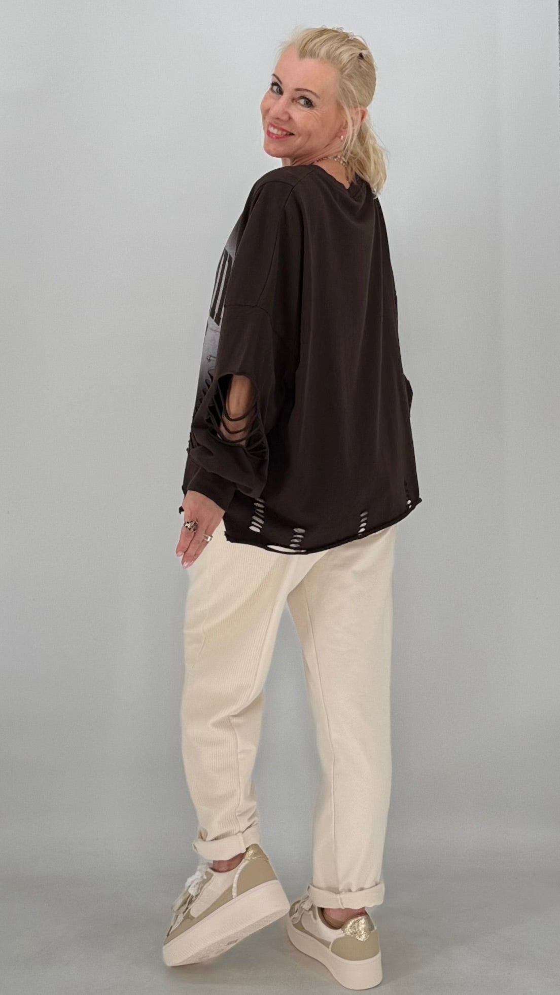 Sweatshirt "Do nothing club", taupe, braun