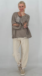 Sweatshirt "Do nothing club", taupe, braun