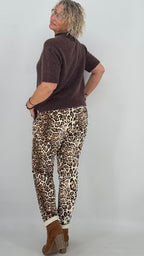 Pullover ESViViD Baby Alpaca kurzarm, braun, weiss, rosa