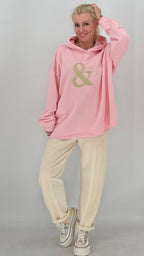 Hoodie in Rosa "& BKLYN" mit Kapuze