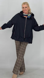 Jacke mit Spitze und Kapuze "Sandra" in Blau