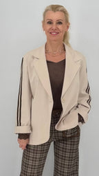 Blazer mit streifen am Ärmel, beige