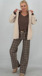 Karierte High-Waist-Hose, braun