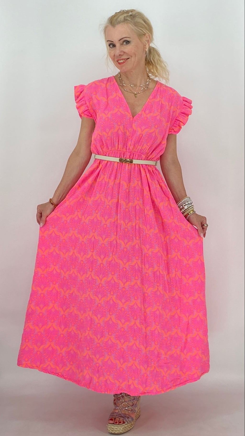Betti Maxi, Sommer Kleid, in Rose