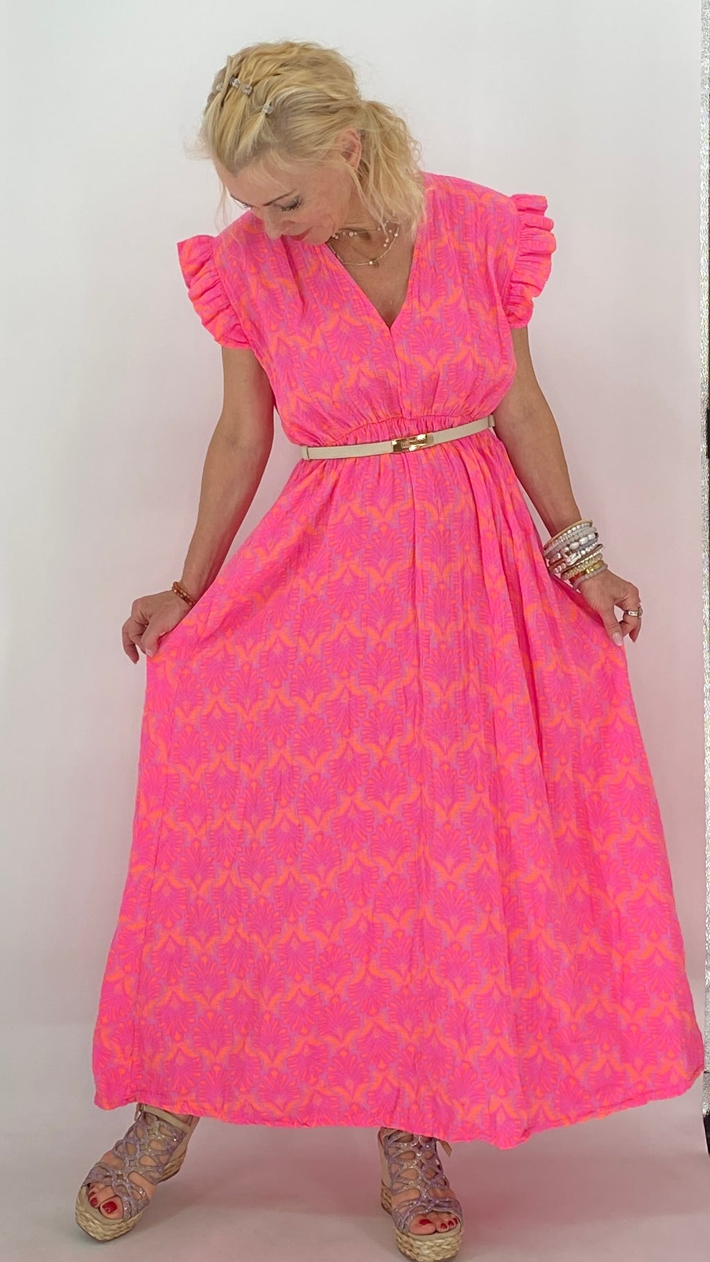 Betti Maxi, Sommer Kleid, in Rose