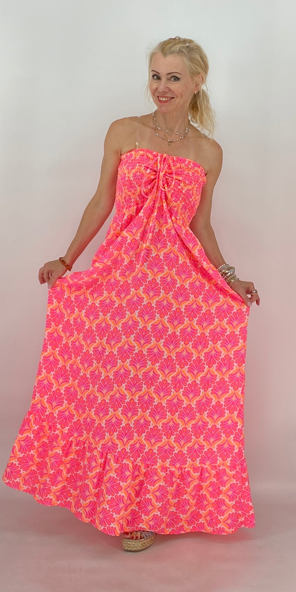 Betti Maxi, Sommer Kleid, in Pink
