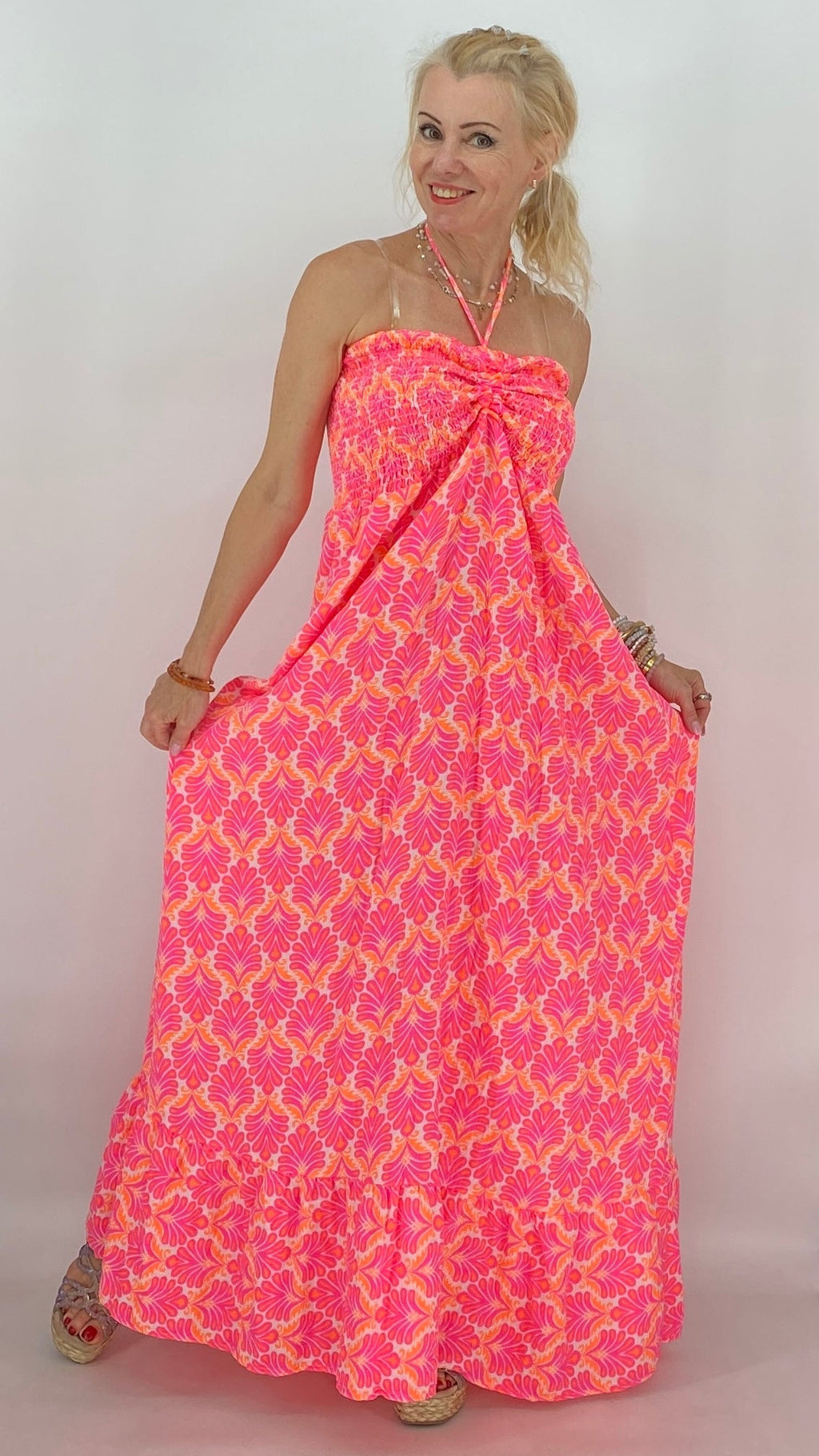 Betti Maxi, Sommer Kleid, in Pink