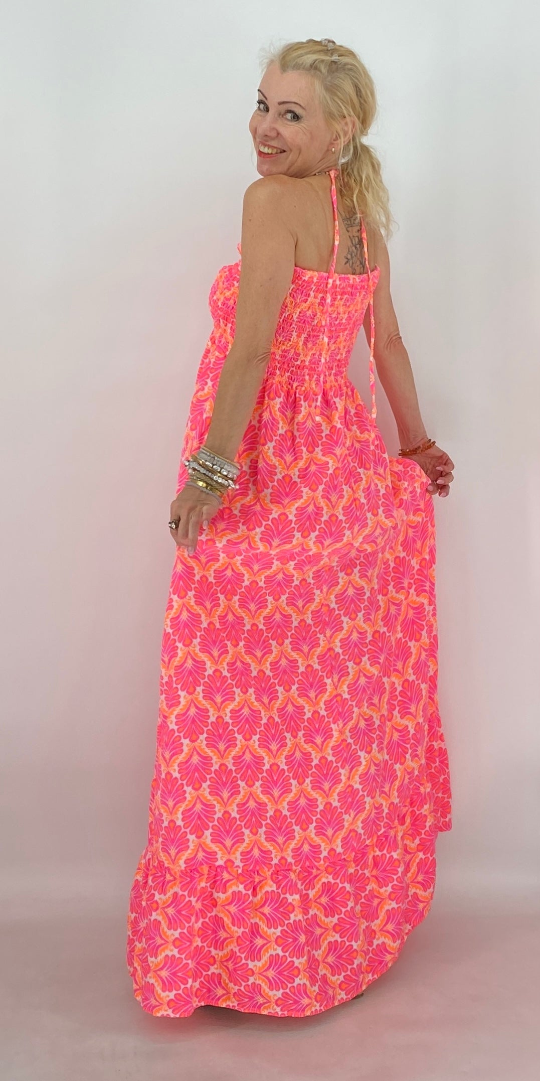 Betti Maxi, Sommer Kleid, in Pink