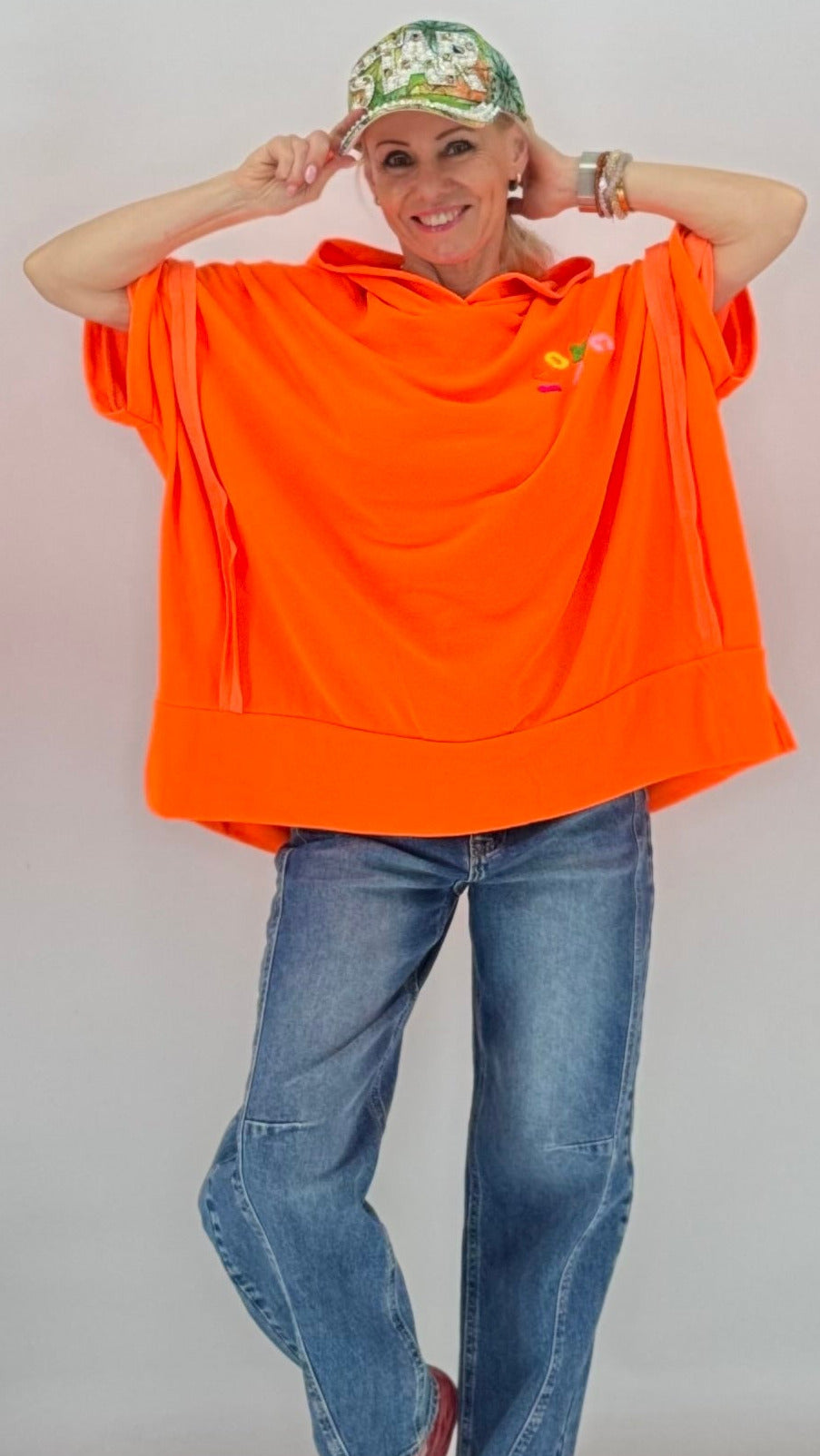 Hoodie "ICONIC"orange, pink