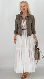 Bella Maxi , Sommer Kleid, in Braun, Weiss, Rose