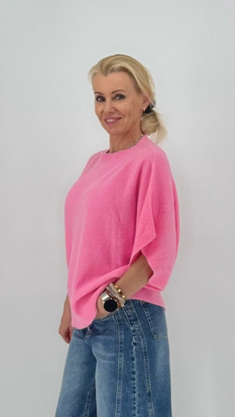 Strickpullover, khaki, rosa