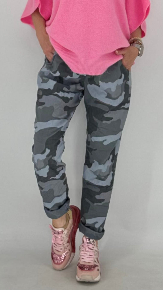 Camouflage Jogpants Hosen, blau, khaki