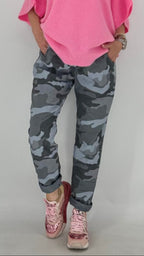 Camouflage Jogpants Hosen, blau, khaki