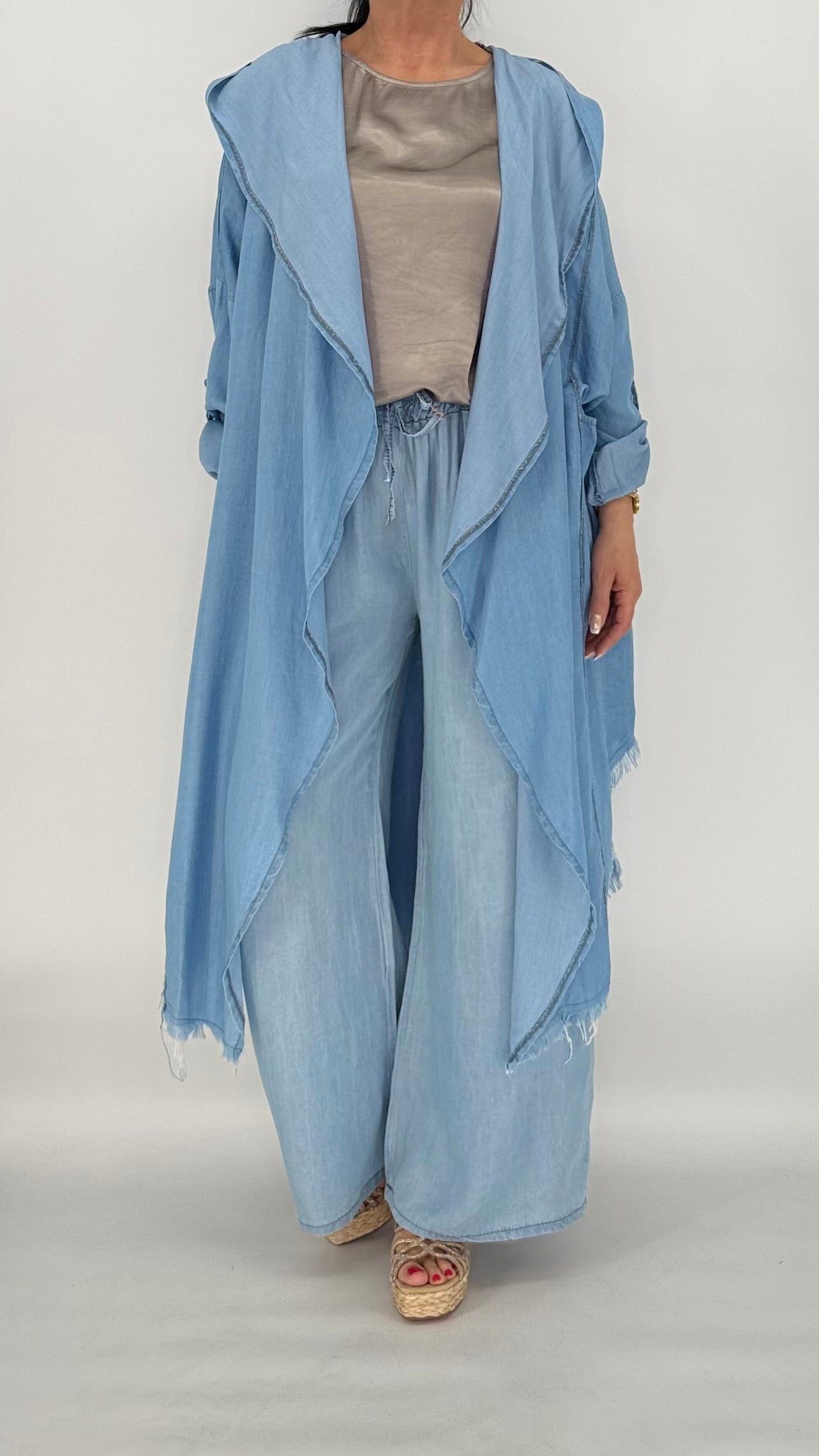 Sommer Mantel, Jeansfarbe