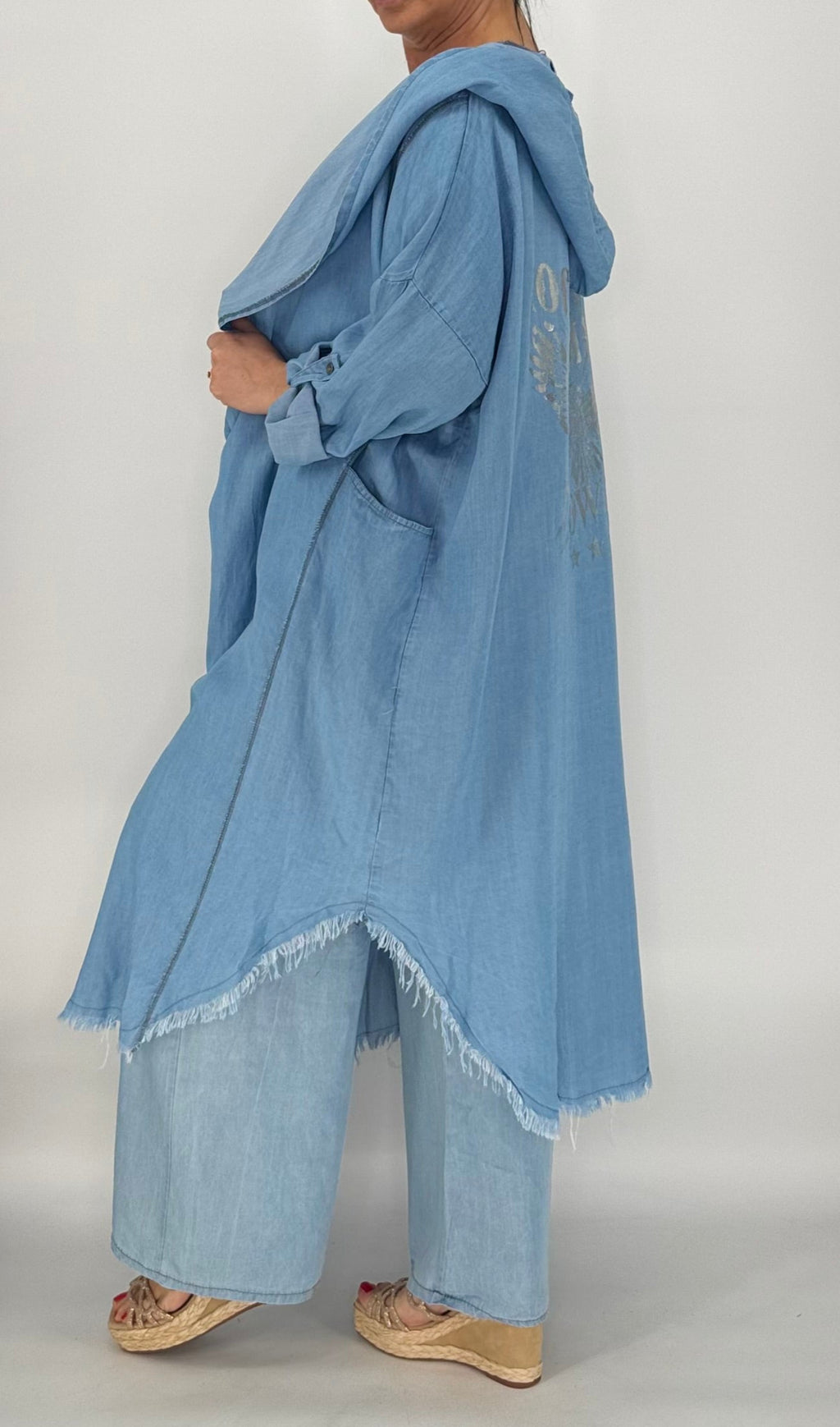 Sommer Mantel, Jeansfarbe