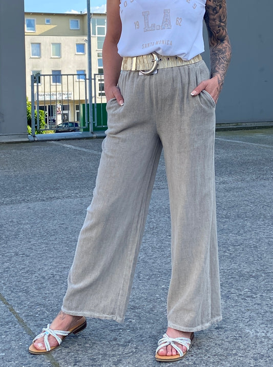 Sommer Hose 100% Cotton taupe farbe