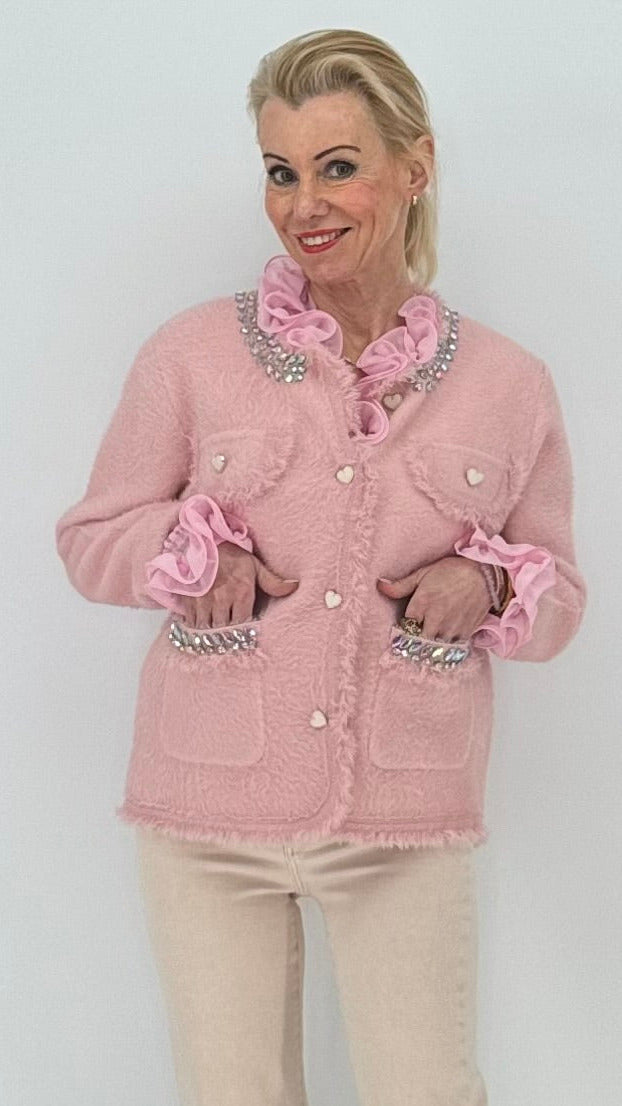 Jacke mit liebevollen Details, in Rosa, Babyblau