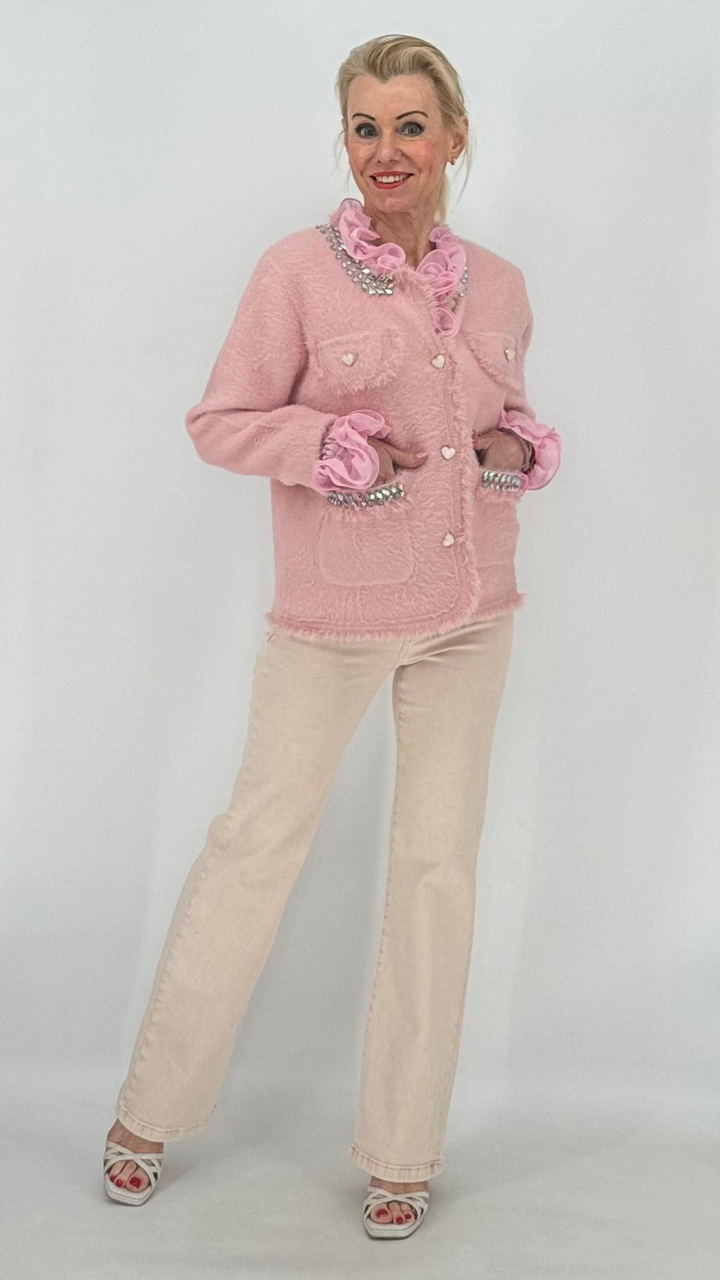 Jacke mit liebevollen Details, in Rosa, Babyblau