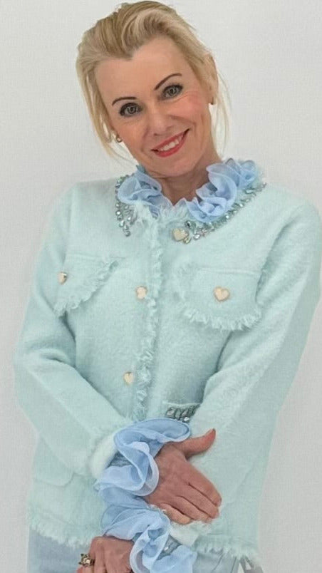 Jacke mit liebevollen Details, in Rosa, Babyblau