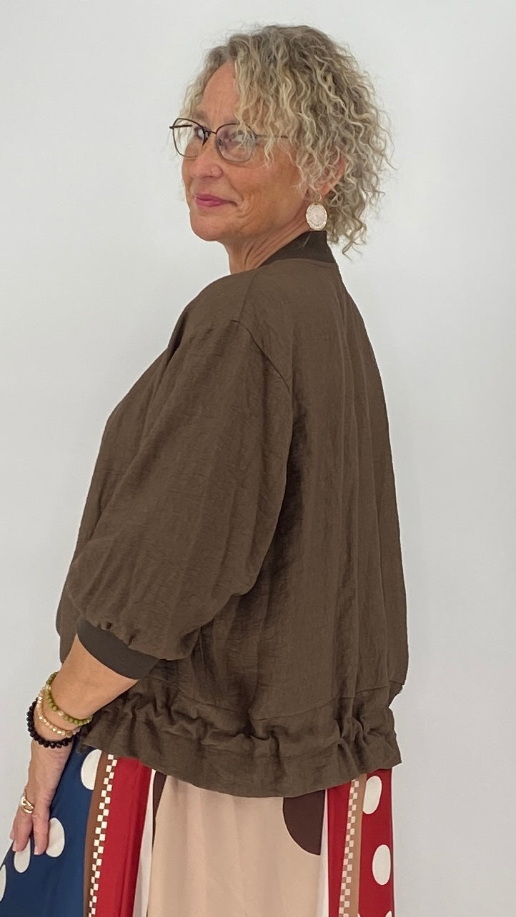 Leichte Bluson Jacke "Ela" in Beige, Braun, Creme
